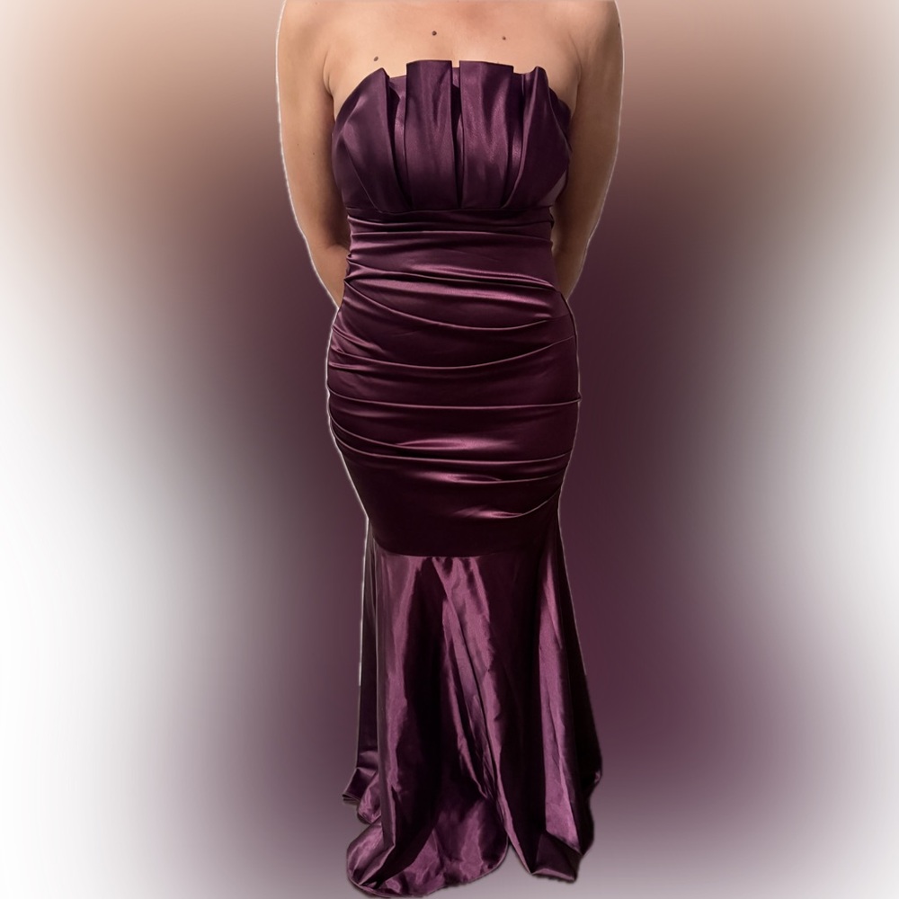 Betsy & Adam Deep Purple Formal Gown